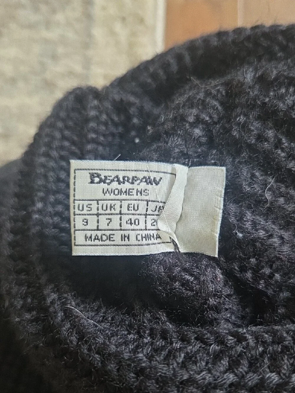 BearPaw Black Knit Women's Slipper Boot
